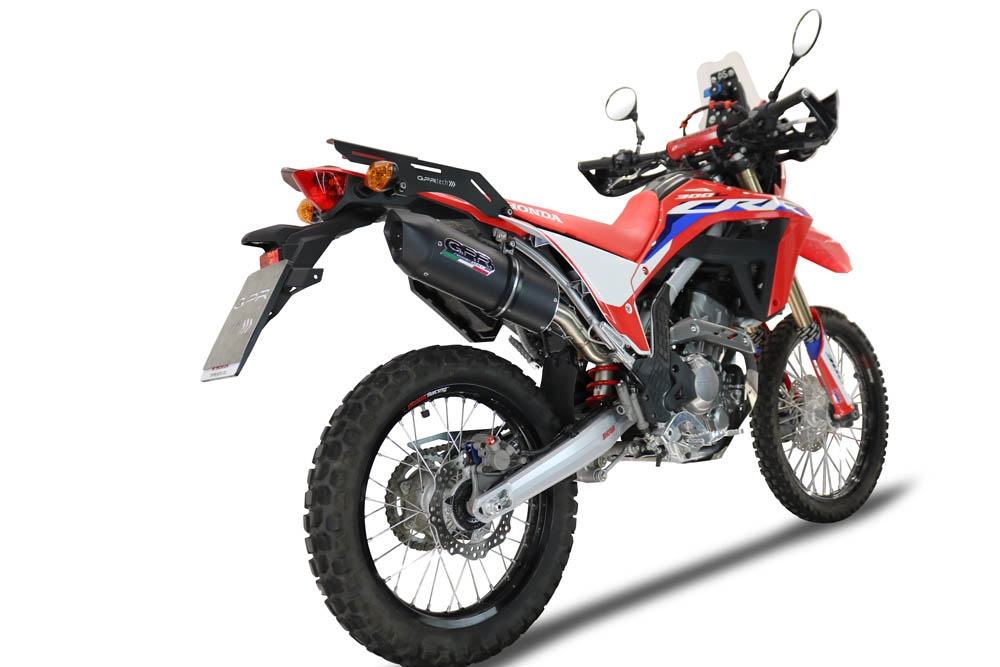 Exhaust compatible with Honda Crf 300L / Rally 2021-2024, Furore Nero, Slip-on exhaust including link pipe and removable db killer 