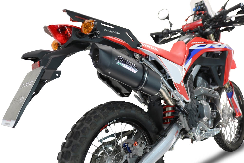 Exhaust compatible with Honda Crf 300L / Rally 2021-2024, Furore Nero, Slip-on exhaust including link pipe and removable db killer 