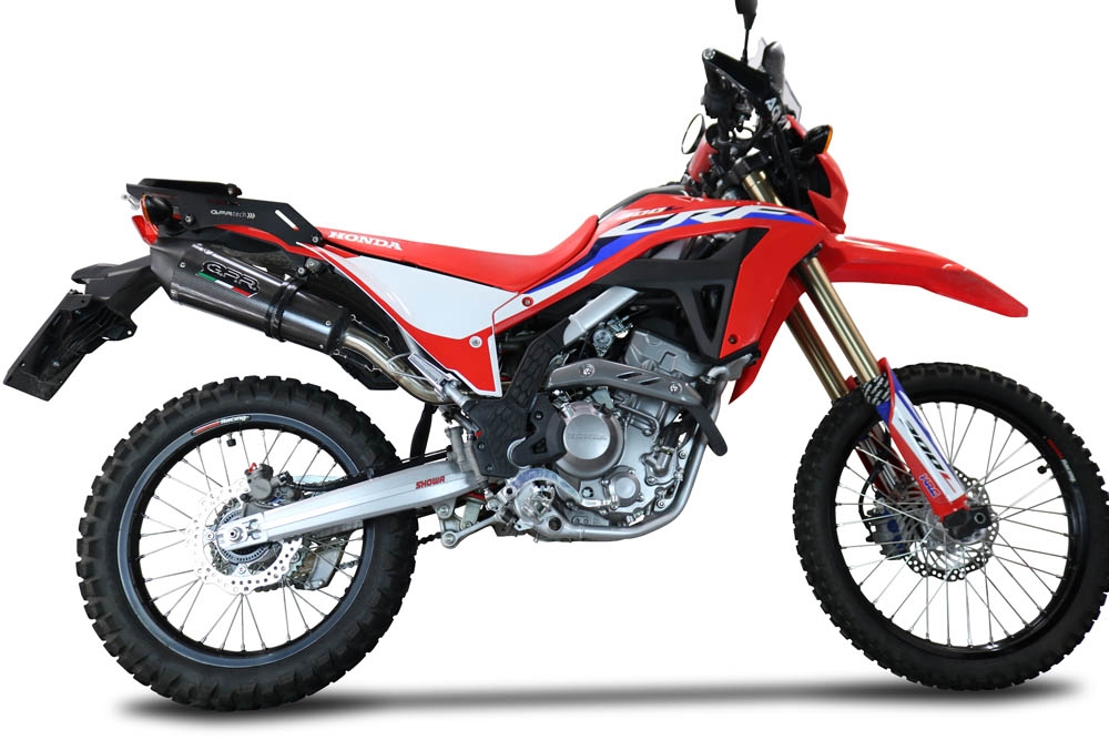 GPR exhaust compatible with  Honda Crf 300L / Rally 2021-2024, New Grand Prix Evo Poppy, Slip-on exhaust including link pipe and removable db killer 