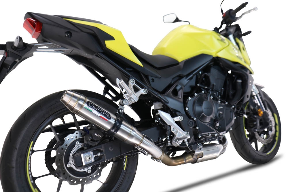 Exhaust compatible with Honda CB 750 Hornet 2023-2024, Deeptone Inox, Slip-on exhaust including removable db killer and link pipe, EPA-compliant 