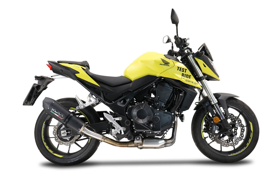 Exhaust compatible with Honda CB 750 Hornet 2023-2024, M3 Black Titanium, Slip-on exhaust including removable db killer and link pipe, EPA-compliant 