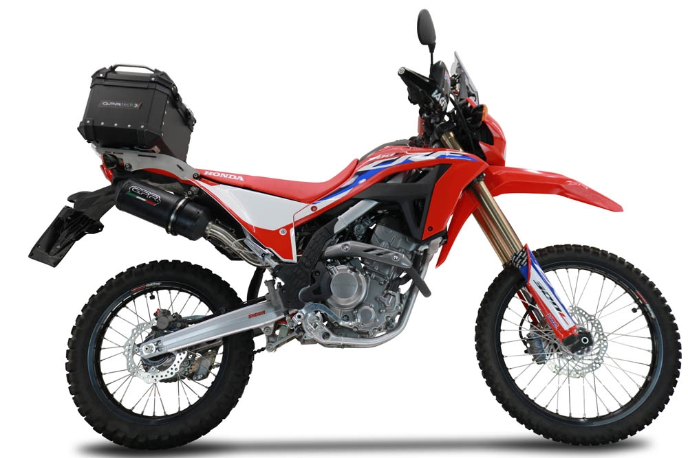 Top case GPR TECH compatible with  Honda Crf 300 L / Rally 2021/2024 e5 GPR TECH Top case in aluminum, black color including, roof rack and specific plate Capacity 26 LT.