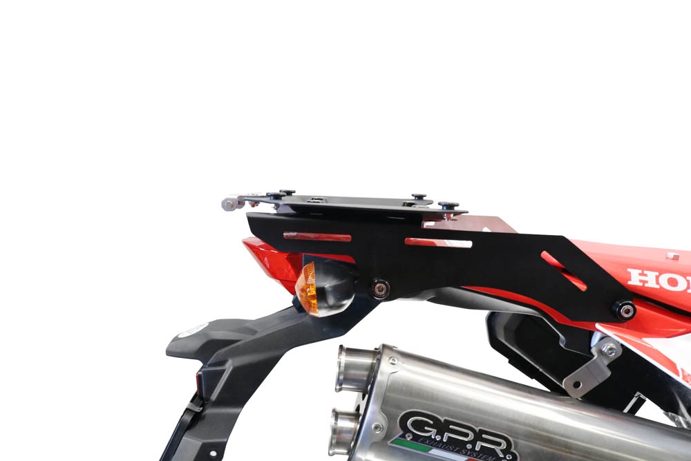 roof rack GPR TECH compatible with  Honda Crf 300 L / Rally 2021/2024 e5 GPR TECH Specific roof rack Top Case ALPITECH 35 LT Including black aluminum roof rack