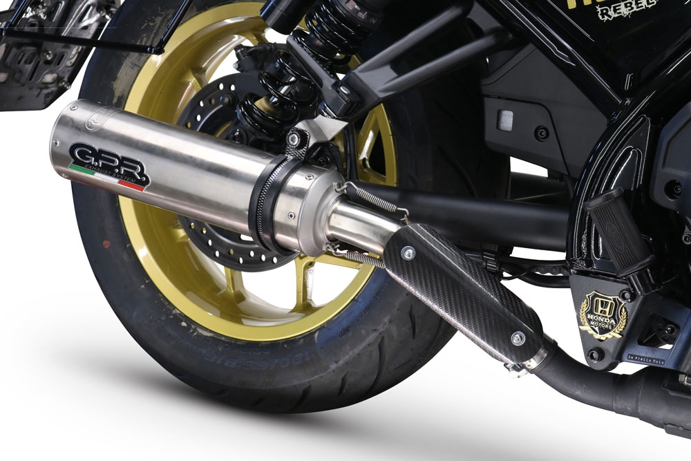 Exhaust compatible with Honda Rebel 1100 2021-2024, M3 Inox , Slip-on exhaust including removable db killer and link pipe, EPA-compliant 