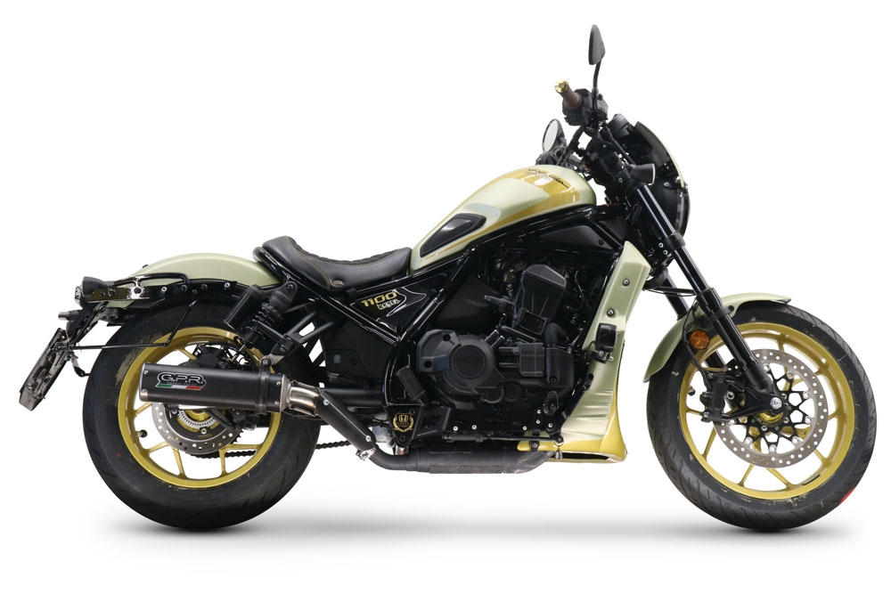 Exhaust compatible with Honda Rebel 1100 2021-2024, M3 Black Titanium, Slip-on exhaust including removable db killer and link pipe, EPA-compliant 