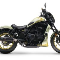 Exhaust compatible with Honda Rebel 1100 2021-2024, M3 Black Titanium, Slip-on exhaust including removable db killer and link pipe, EPA-compliant 