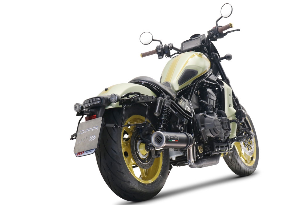 Exhaust compatible with Honda Rebel 1100 2021-2024, M3 Black Titanium, Slip-on exhaust including removable db killer and link pipe, EPA-compliant 
