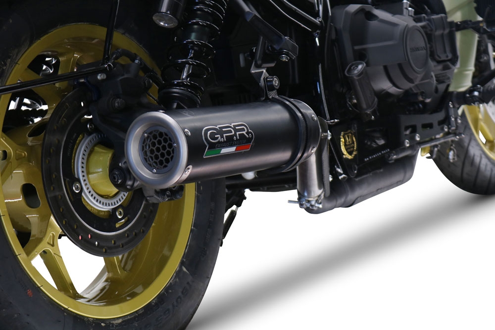 Exhaust compatible with Honda Rebel 1100 2021-2024, M3 Black Titanium, Slip-on exhaust including removable db killer and link pipe, EPA-compliant 