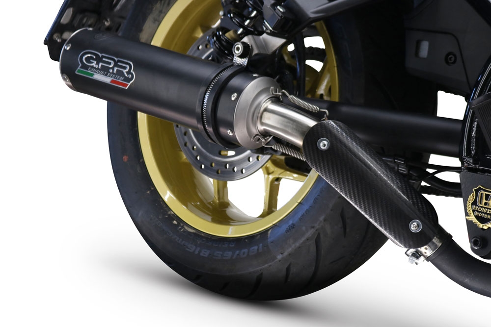 Exhaust compatible with Honda Rebel 1100 2021-2024, M3 Black Titanium, Slip-on exhaust including removable db killer and link pipe, EPA-compliant 