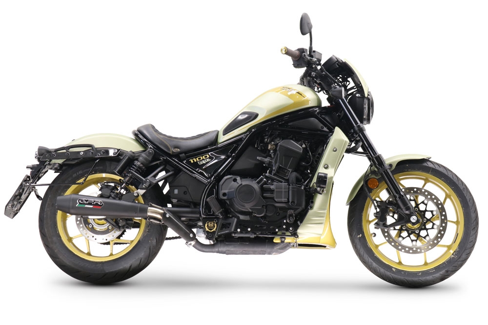 Exhaust compatible with Honda Rebel 1100 2021-2024, Ultracone Nero, Slip-on exhaust including removable db killer and link pipe, EPA-compliant 