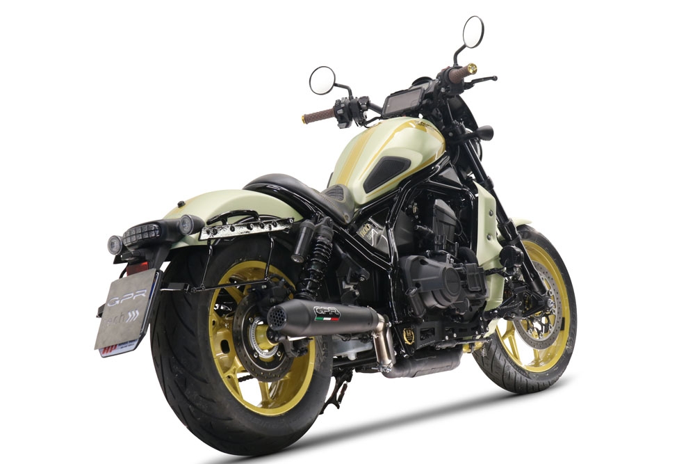 Exhaust compatible with Honda Rebel 1100 2021-2024, Ultracone Nero, Slip-on exhaust including removable db killer and link pipe, EPA-compliant 