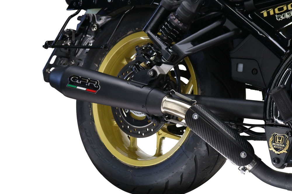 Exhaust compatible with Honda Rebel 1100 2021-2024, Ultracone Nero, Slip-on exhaust including removable db killer and link pipe, EPA-compliant 