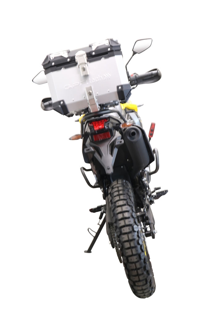 Top case GPR TECH compatible with  Voge 300Rally 2022/2024 e5 GPR TECH Top case in aluminum, silver color with specific plate included Capacity 26 LT.