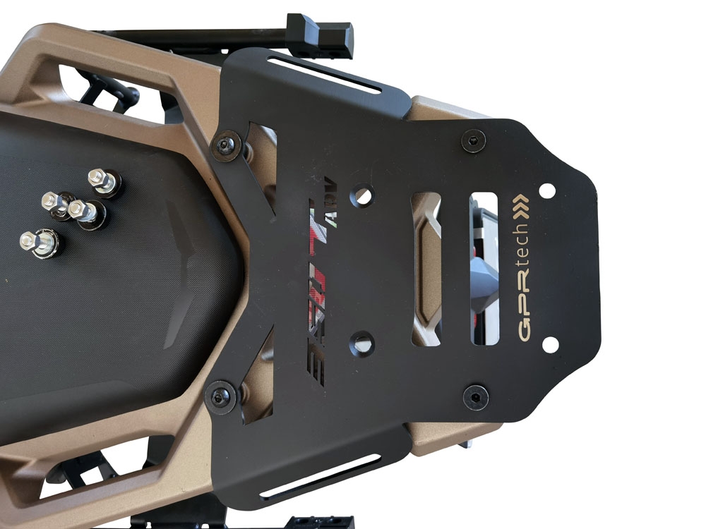 GPR TECH compatible with  Zontes 350 T2 ADV 2022/2024 e5 GPR TECH Specific fitting plate Top Case ALPITECH 35 LT compatible with original luggage rack,stainless steel made with 4 anchor points