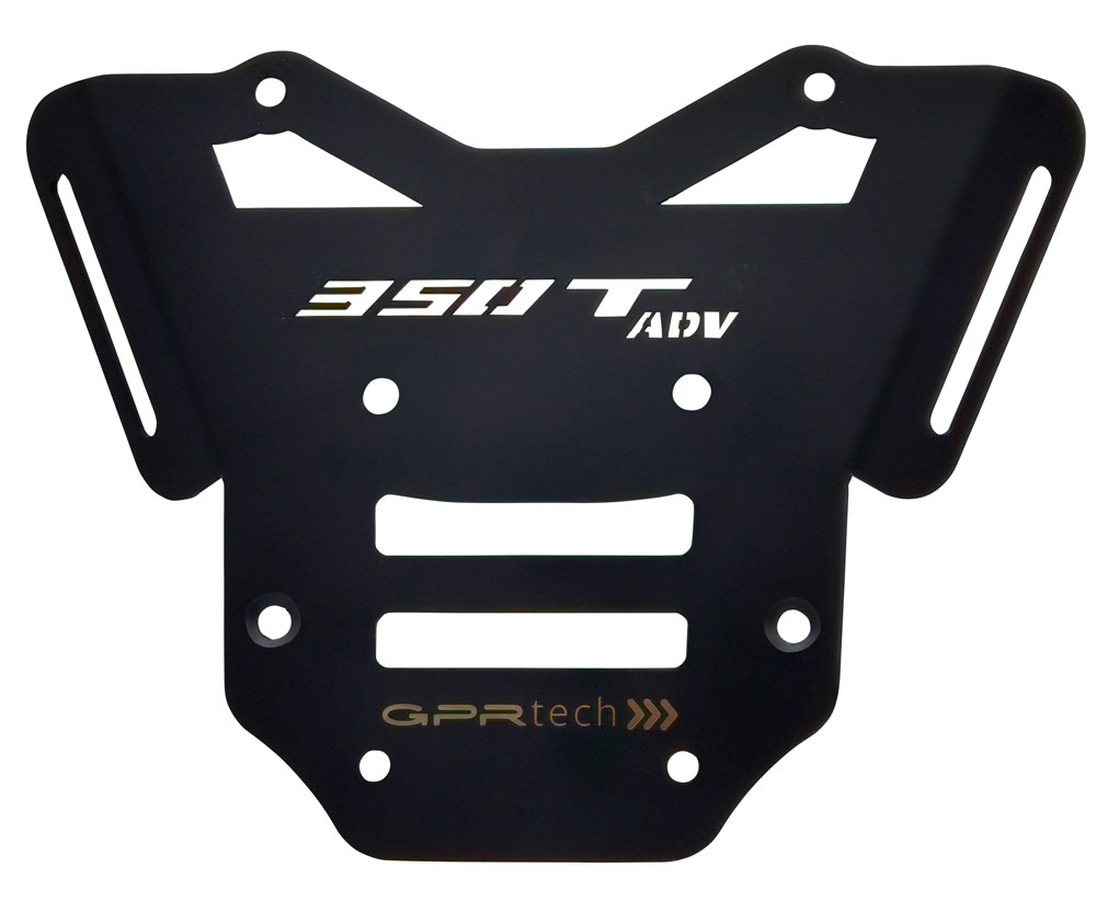 GPR TECH compatible with  Zontes 350 T2 ADV 2022/2024 e5 GPR TECH Specific fitting plate Top Case ALPITECH 35 LT compatible with original luggage rack,stainless steel made with 4 anchor points