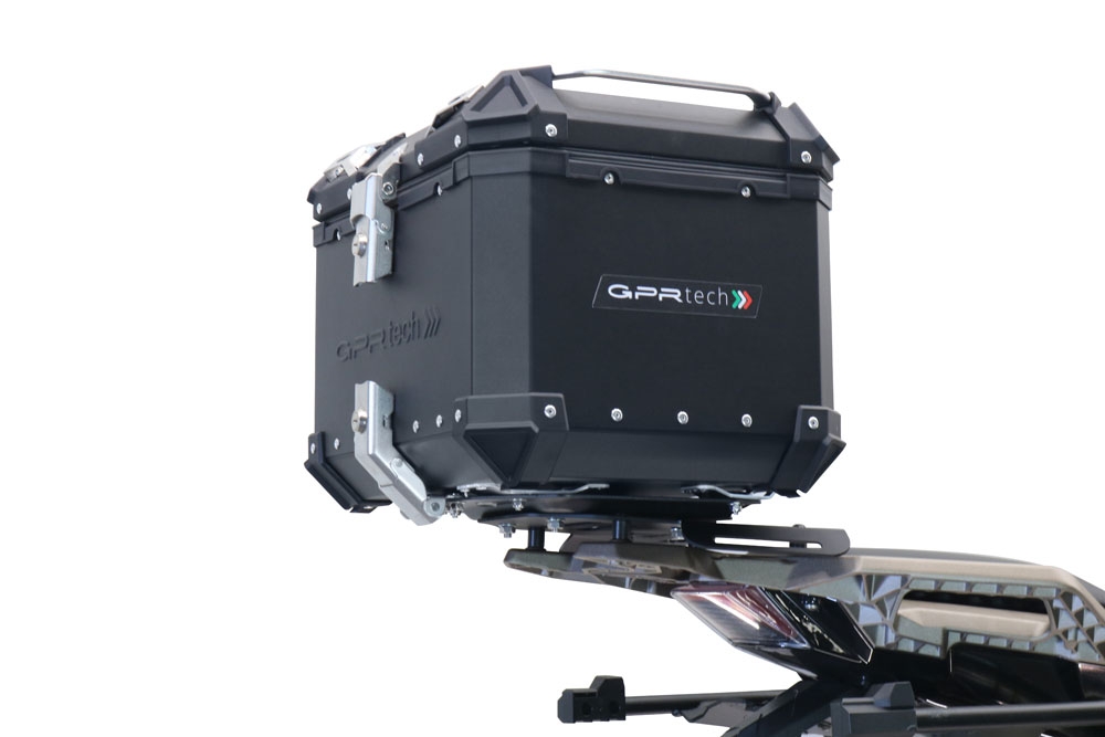 Top case GPR TECH compatible with  Zontes 350 T1 ADV 2022/2024 e5 GPR TECH Top case in aluminum, black color with specific plate included Capacity 55 LT.