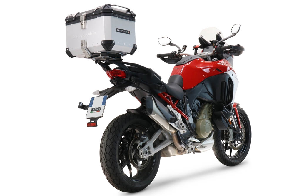 GPR TECH compatible with  Ducati Multistrada V4 / V4S / V4S Sport 1100 2021/2024 GPR TECH Top case in aluminum, silver color with specific plate included Capacity 45 LT.