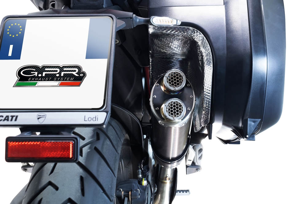 Exhaust compatible with Ducati Multistrada V4 S 2022-2024, Dual Poppy, Slip-on exhaust including removable db killer and link pipe, EPA-compliant 