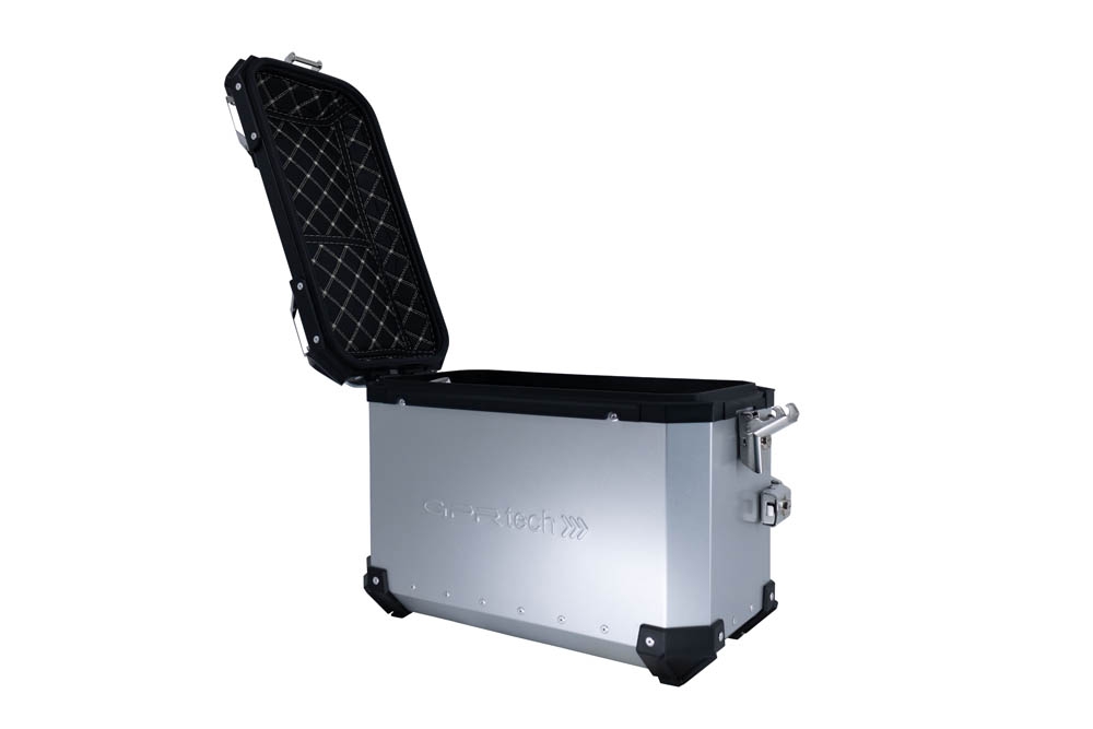 GPR TECH compatible with  Ktm SMT 890 2023/2024 e5 GPR TECH Pair of side cases aluminum made, silver color with specific pannier holder Capacity 38 LT. + 38 LT.