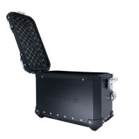GPR TECH compatible with  Suzuki V-Strom 1050 Xt/De 2020/2024 e5 GPR TECH Pair of side cases aluminum made with contoured right side, black color with specific pannier holder Capacity 38 LT. + 32 LT.