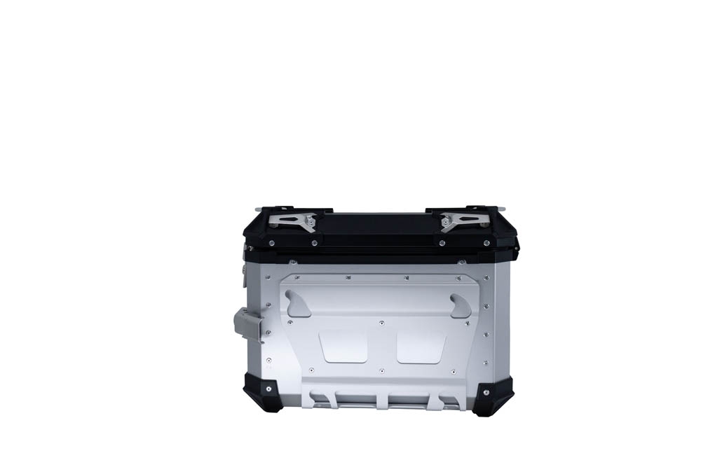 GPR TECH compatible with  Suzuki V-Strom 1050 Xt/De 2020/2024 e5 GPR TECH Pair of side cases aluminum made with contoured right side, silver color with specific pannier holder Capacity 38 LT. + 32 LT.