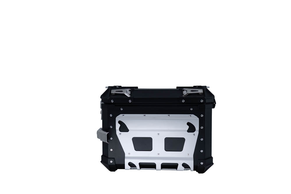 GPR TECH compatible with  Suzuki V-Strom 1050 Xt/De 2020/2024 e5 GPR TECH Pair of side cases aluminum made with contoured right side, black color with specific pannier holder Capacity 38 LT. + 32 LT.