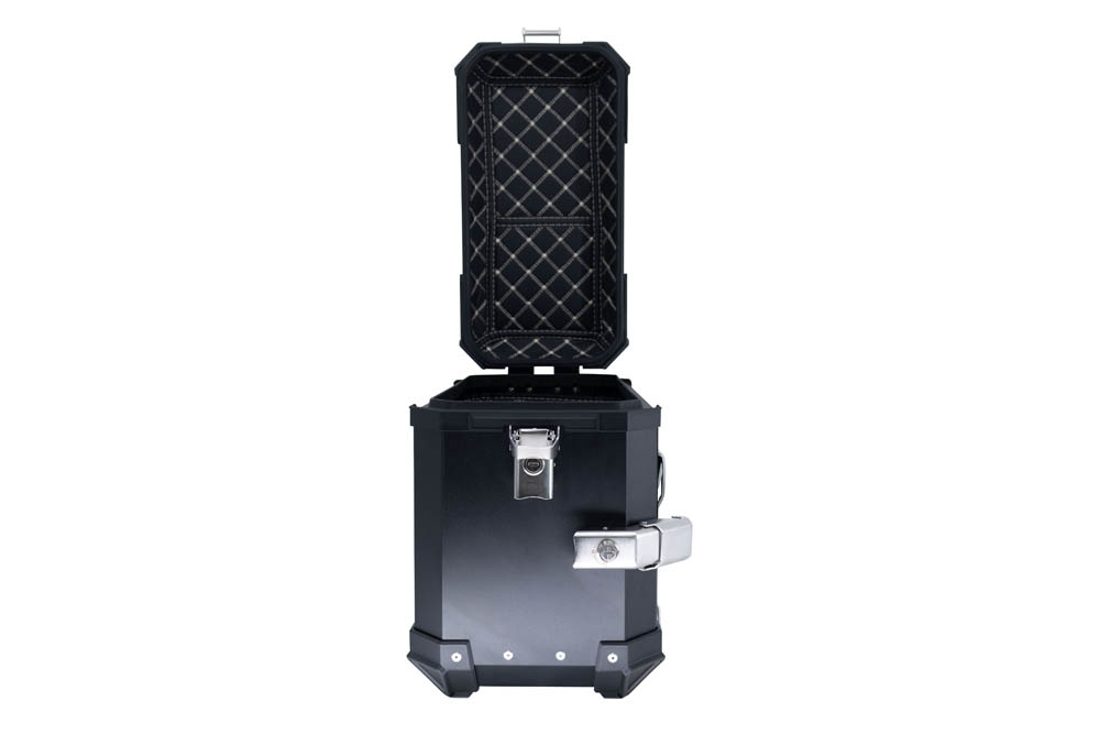 GPR TECH compatible with  Ktm Adventure 890 L 2021/2024 e5 GPR TECH Pair of side cases aluminum made with contoured right side, black color with specific pannier holder Capacity 38 LT. + 32 LT.
