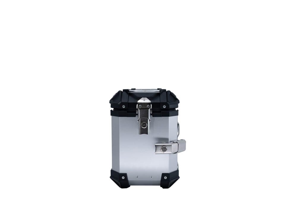 GPR TECH compatible with  Suzuki V-Strom 1050 Xt/De 2020/2024 e5 GPR TECH Pair of side cases aluminum made with contoured right side, silver color with specific pannier holder Capacity 38 LT. + 32 LT.