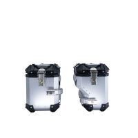 GPR TECH compatible with  Bmw R 1250 Gs 2021/2024 e5 GPR TECH Pair of side cases aluminum made with contoured right side, silver color with specific pannier holder Capacity 38 LT. + 32 LT.