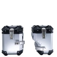 GPR TECH compatible with  Suzuki V-Strom Dl 1000 2017/2019 e4 GPR TECH Pair of side cases aluminum made with contoured right side, silver color with specific pannier holder Capacity 38 LT. + 32 LT.