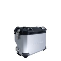 GPR TECH compatible with  Suzuki V-Strom 1050 Xt/De 2020/2024 e5 GPR TECH Pair of side cases aluminum made with contoured right side, silver color with specific pannier holder Capacity 38 LT. + 32 LT.