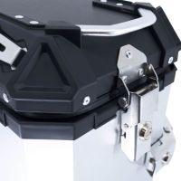 GPR TECH compatible with  Suzuki V-Strom 1050 Xt/De 2020/2024 e5 GPR TECH Pair of side cases aluminum made with contoured right side, silver color with specific pannier holder Capacity 38 LT. + 32 LT.
