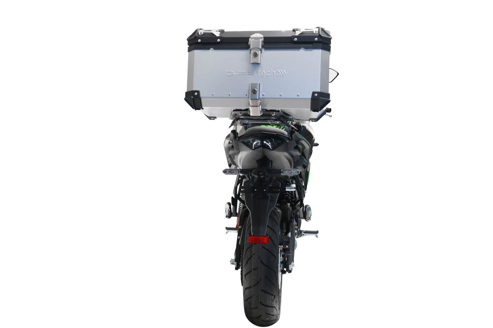 GPR TECH compatible with  Kawasaki Versys 650 2023/2024 e5 plus GPR TECH Top case in aluminum, silver color with specific plate included Capacity 45 LT.