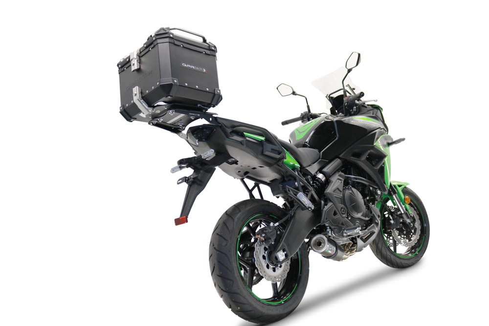 GPR TECH compatible with  Kawasaki Versys 650 2021/2022 e5 GPR TECH Top case in aluminum, black color with specific plate included Capacity 45 LT.