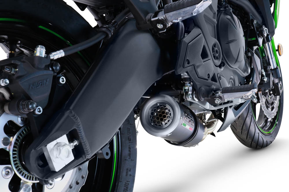 GPR exhaust compatible with Kawasaki Versys 650 2021-2022, M3 Black Titanium, Racing full system exhaust, including removable db killer/spark arrestor 