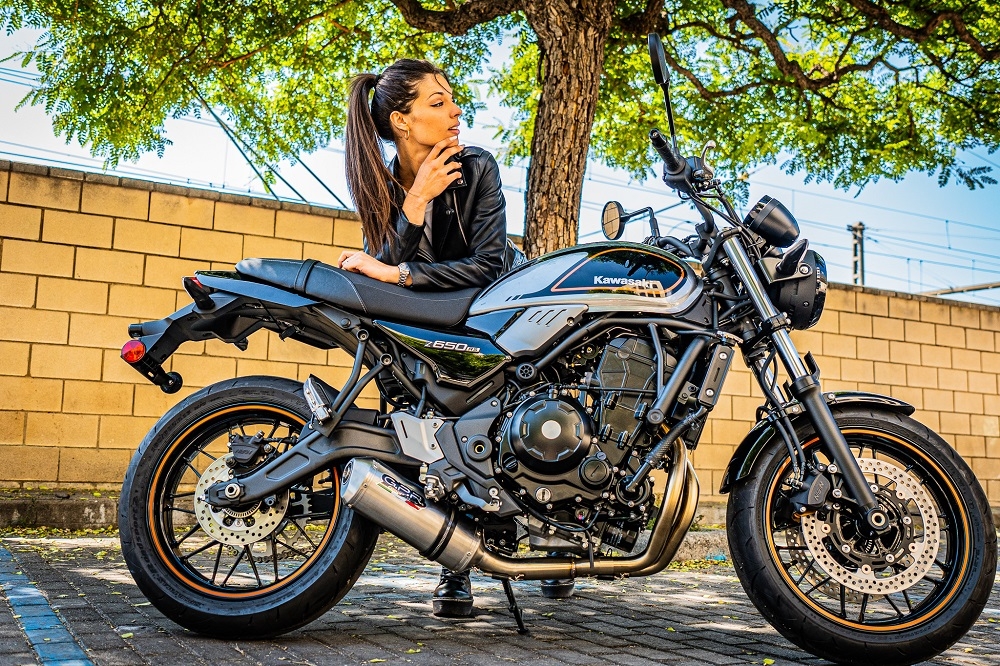 Exhaust compatible with Kawasaki Z650RS 2021-2023, Satinox, Full system exhaust, including removable db killer 