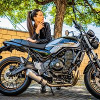 Exhaust compatible with Kawasaki Z650RS 2021-2023, Satinox, Full system exhaust, including removable db killer 