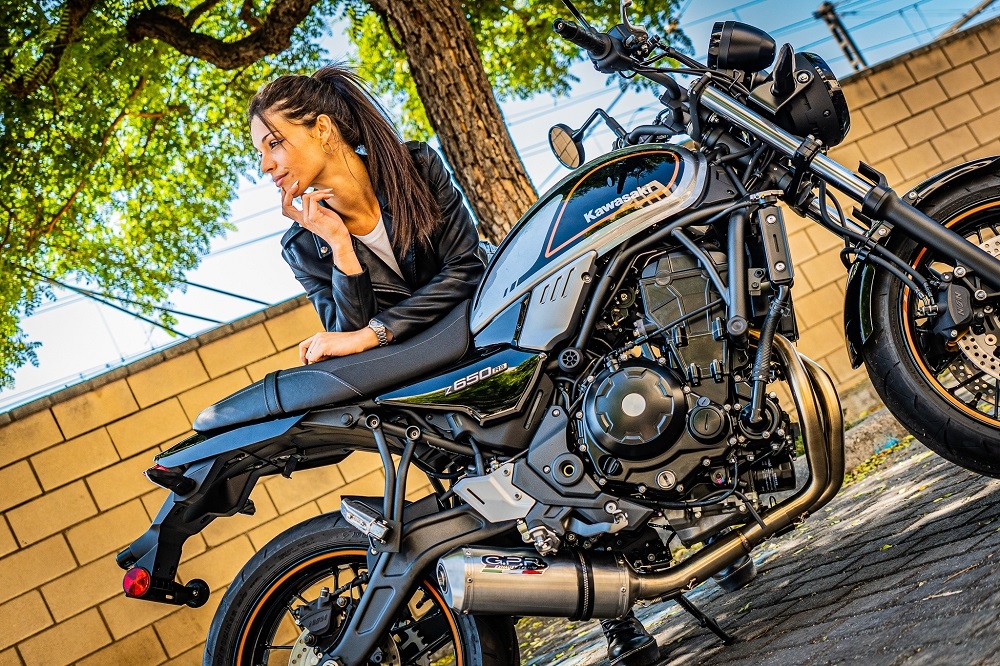 Exhaust compatible with Kawasaki Z650RS 2021-2023, Satinox, Full system exhaust, including removable db killer 