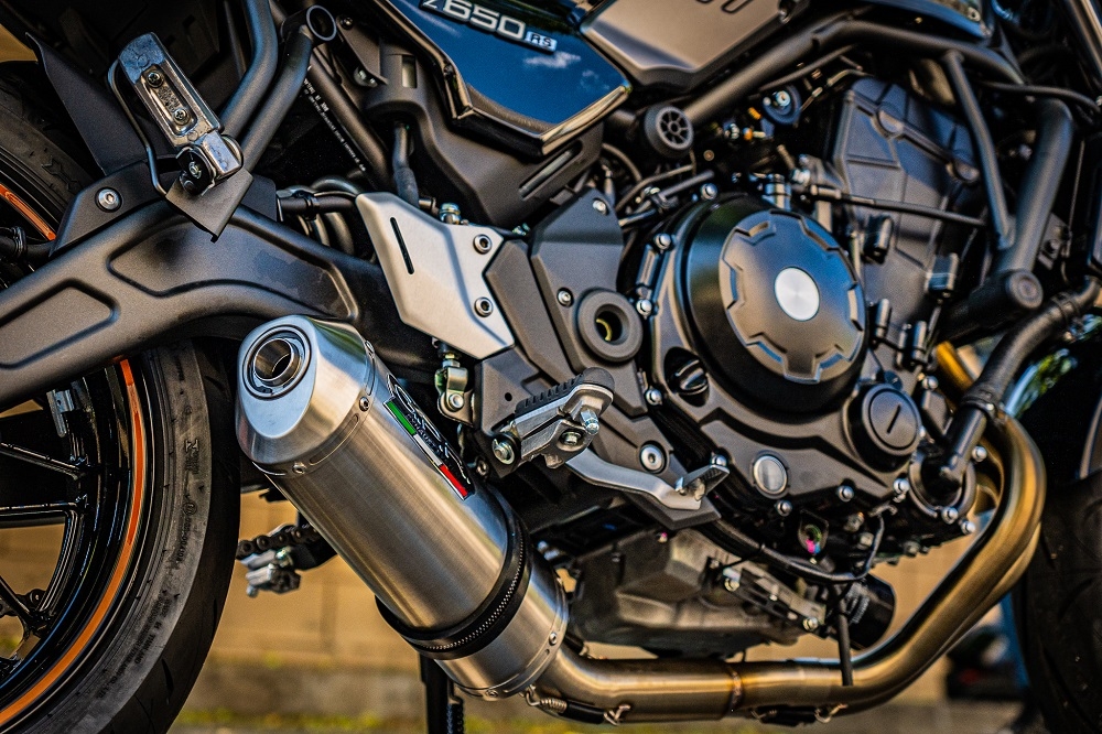 Exhaust compatible with Kawasaki Z650RS 2021-2023, Satinox, Full system exhaust, including removable db killer 