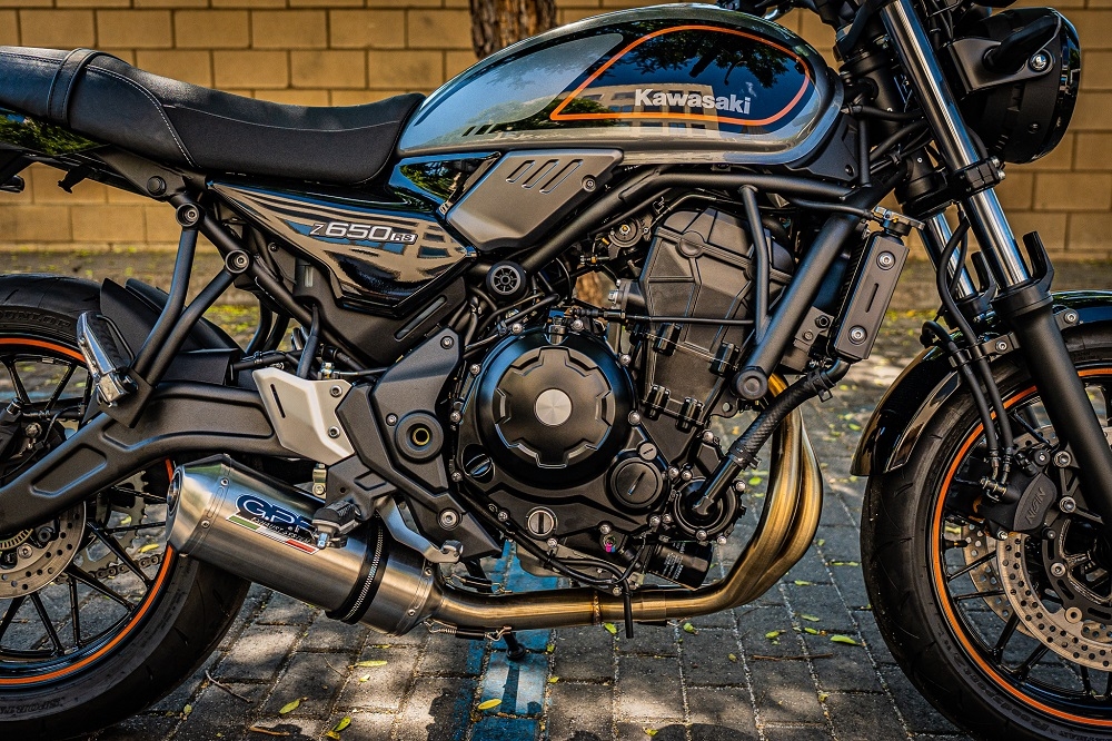 Exhaust compatible with Kawasaki Z650RS 2021-2023, Satinox, Full system exhaust, including removable db killer 