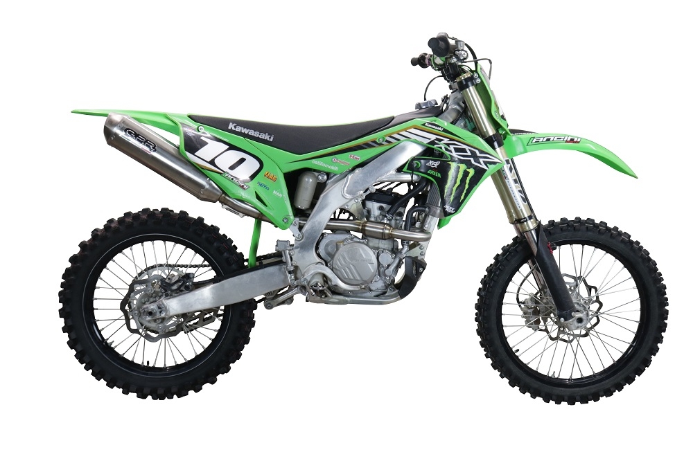 Exhaust compatible with Kawasaki KX250X 2021-2022, Pentacross FULL Titanium, Slip-on exhaust, including link pipe and removable db killer spark/arrestor 