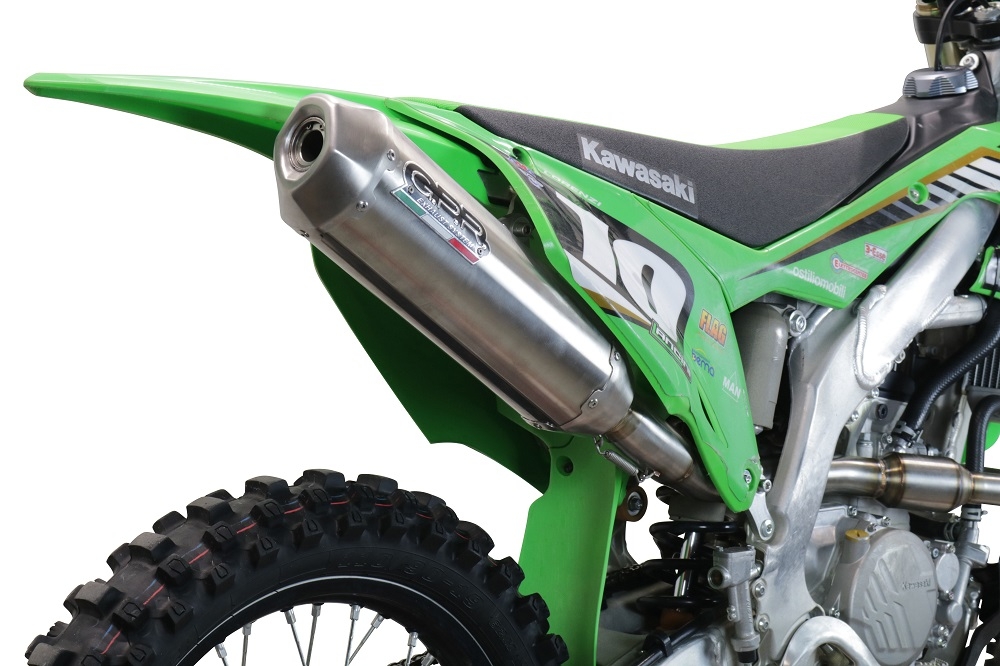 Exhaust compatible with Kawasaki KX250X 2021-2022, Pentacross FULL Titanium, Slip-on exhaust, including link pipe and removable db killer spark/arrestor 