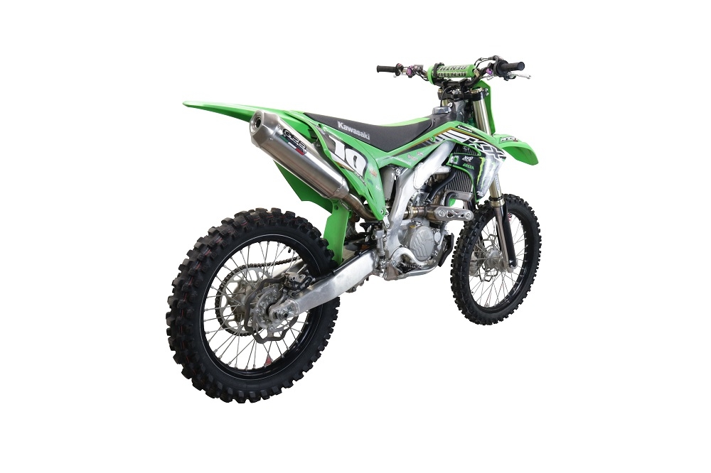 Exhaust compatible with Kawasaki KX250F 2021-2023, Pentacross Inox, Slip-on exhaust, including link pipe and removable db killer spark/arrestor 