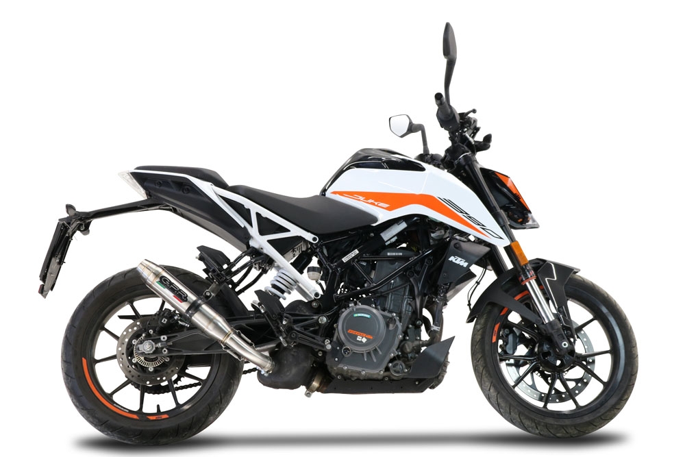 Exhaust compatible with Ktm 125 Duke 2021-2023, Deeptone Inox, Slip-on exhaust including removable db killer and link pipe, EPA-compliant 
