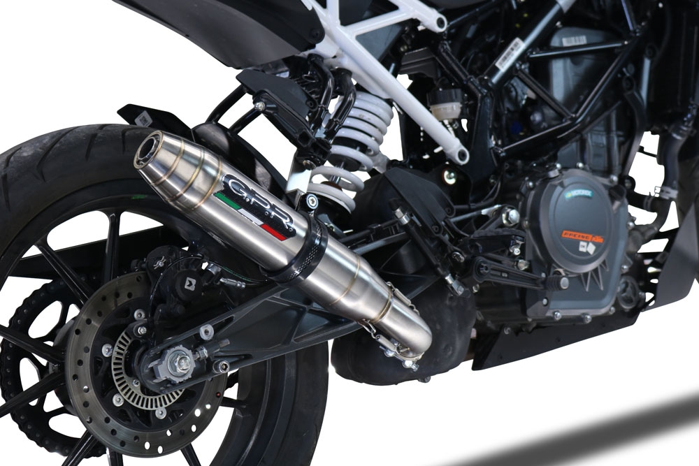 Exhaust compatible with Ktm 125 Duke 2021-2023, Deeptone Inox, Slip-on exhaust including removable db killer and link pipe, EPA-compliant 