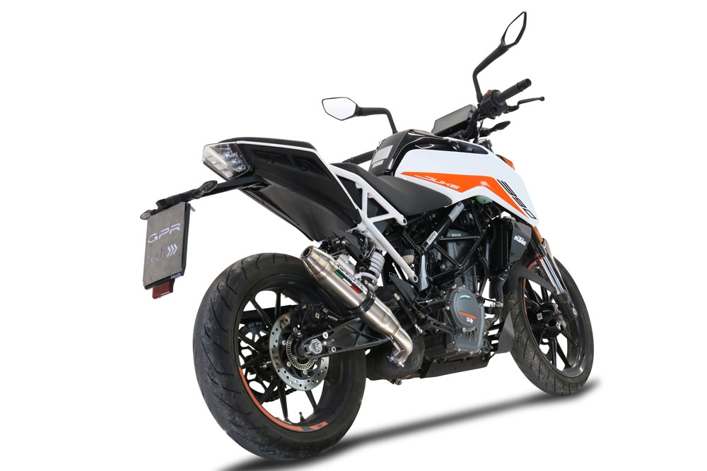 Exhaust compatible with Ktm 125 Duke 2021-2023, Deeptone Inox, Slip-on exhaust including removable db killer and link pipe, EPA-compliant 