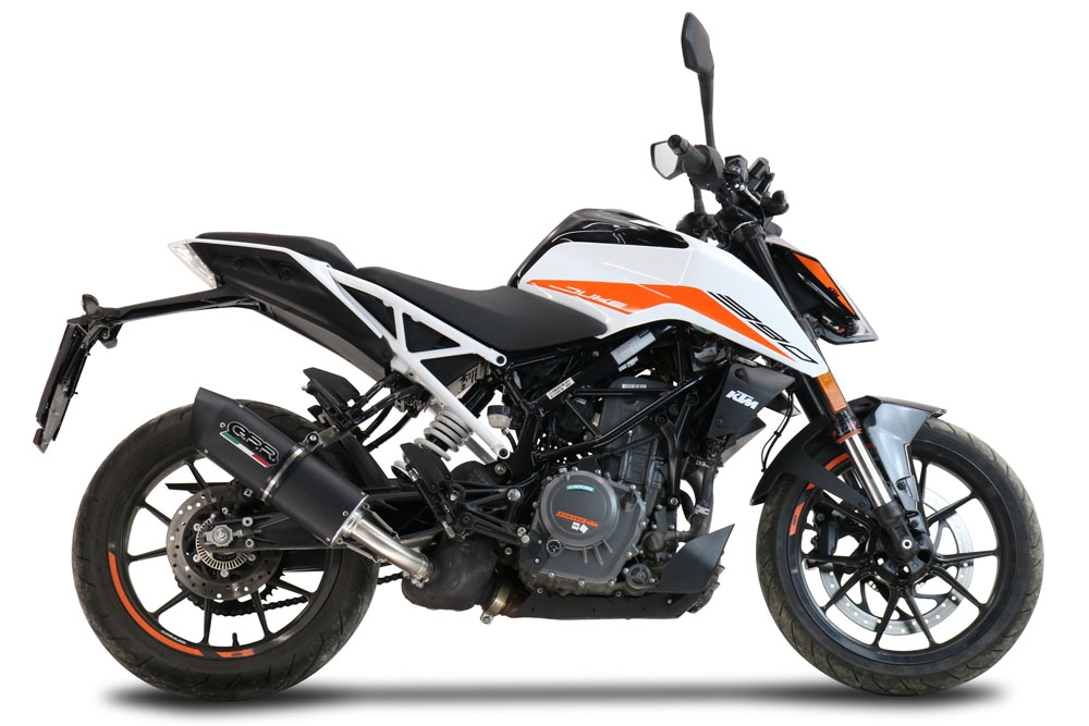 Exhaust compatible with Ktm 125 Duke 2021-2023, Furore Evo4 Nero, Slip-on exhaust including removable db killer and link pipe, EPA-compliant 