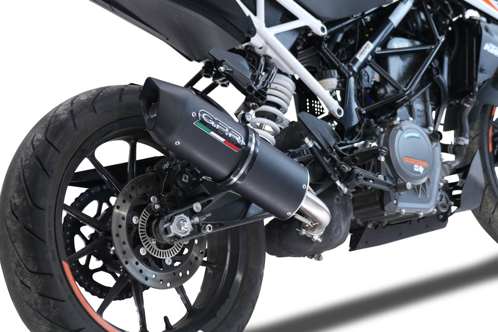 Exhaust compatible with Ktm 125 Duke 2021-2023, Furore Evo4 Nero, Slip-on exhaust including removable db killer and link pipe, EPA-compliant 