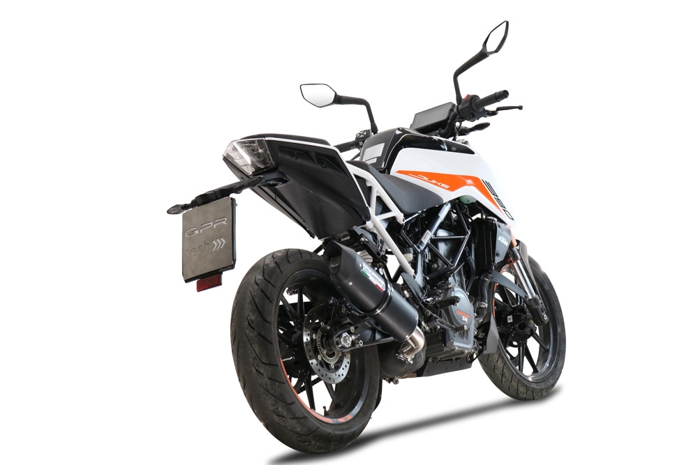 Exhaust compatible with Ktm 125 Duke 2021-2023, Furore Evo4 Nero, Slip-on exhaust including removable db killer and link pipe, EPA-compliant 