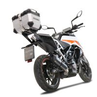 Top case GPR TECH compatible with  Ktm Duke 390 2021/2023 e5 GPR TECH Top case in aluminum, silver color, including roof rack and specific plate Capacity 26 LT.